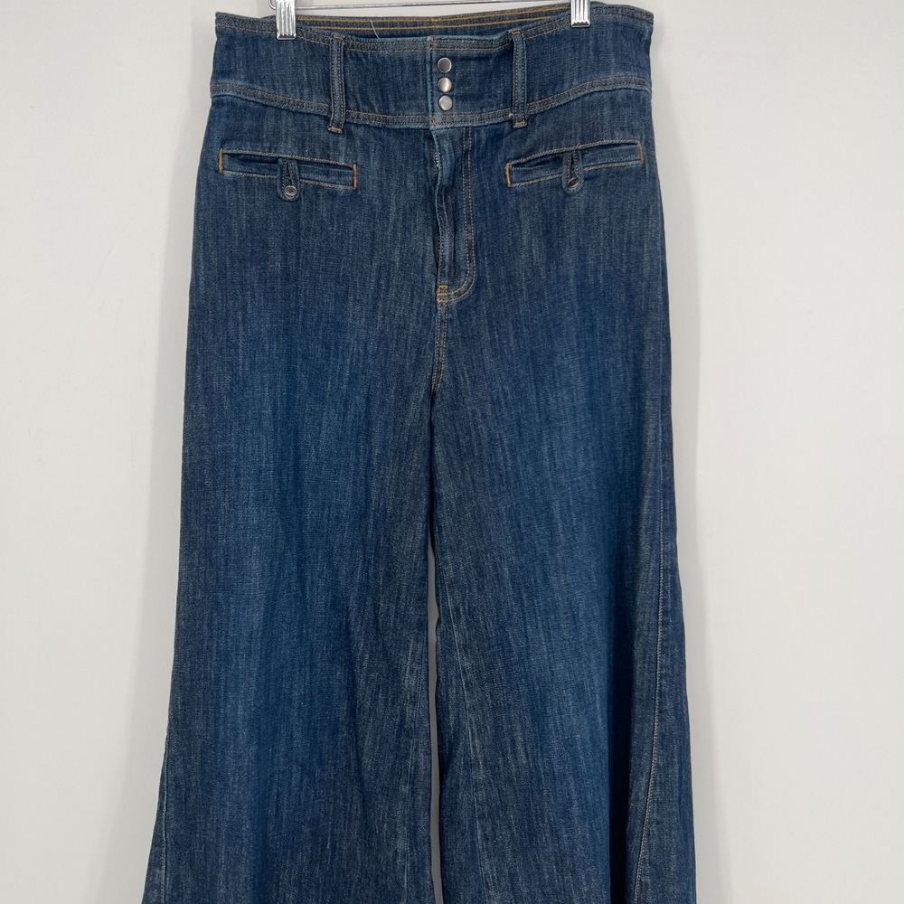 Pilcro High Rise Wide Leg Trouser Jeans Womens 31 Blue Boho Anthropologie - Picture 6 of 12